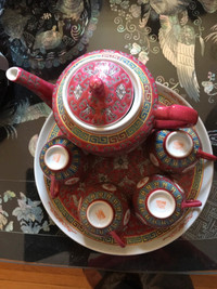 Vintage 1990s 景德镇 Chinese tea set, 万寿无疆，