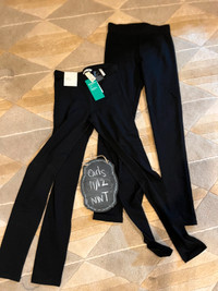 3 pairs of black H&M girls leggings - 11/12 - NWT
