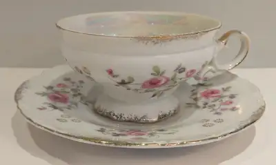 Antique pink roses large cup and saucer, View more