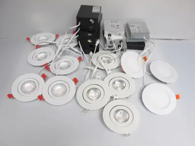 Lot 13 "4 recessed LED lights, adjustible & 3000k temp New &used, View more