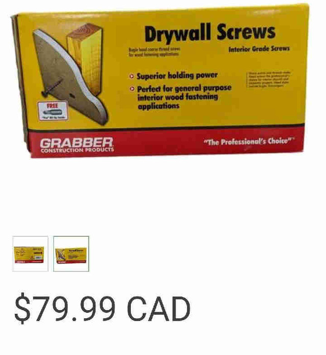 Grabber Drywall Screws New boxes in Hardware, Nails & Screws in Red Deer - Image 2