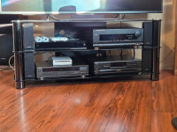 Smoked glass and chrome entertainment/TV stand