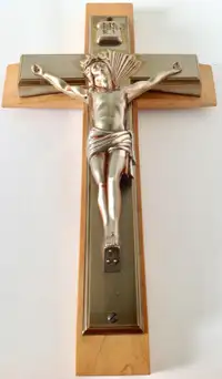 Antiquité Collection Grand Crucifix en bois & chrome