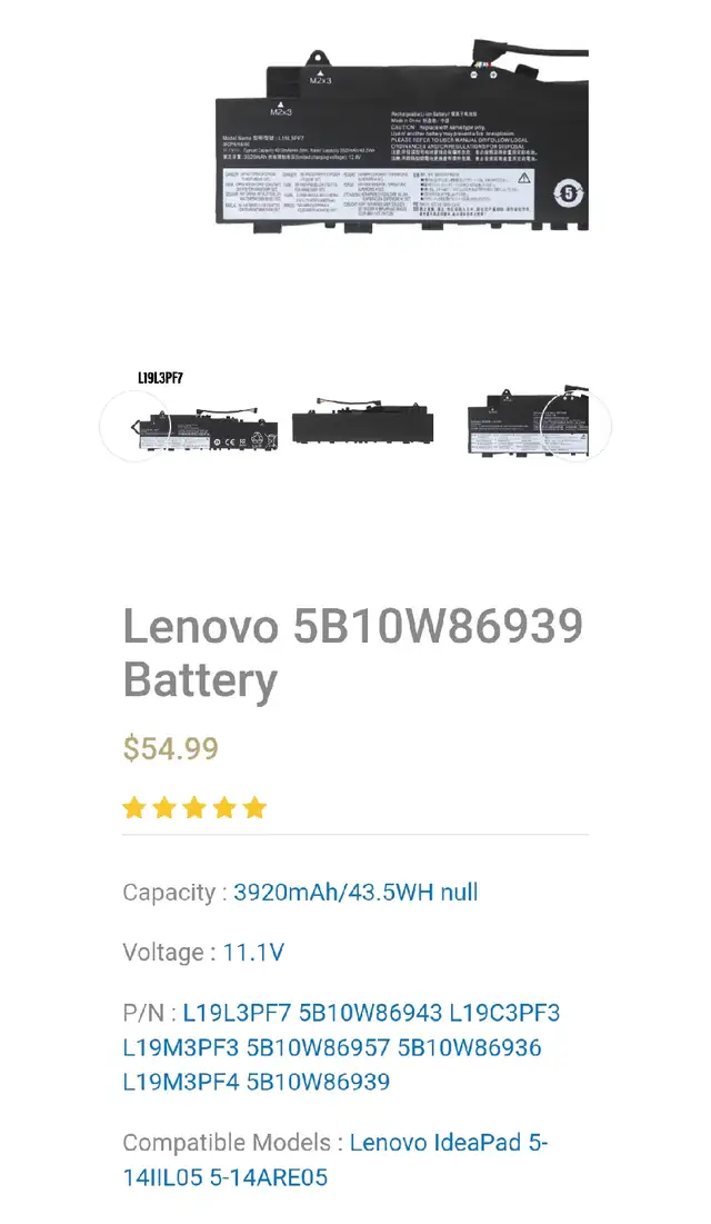 Rechargeable Batteries for Lenovo laptops (1) in Laptop Accessories in Oshawa / Durham Region - Image 3