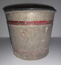 PRIMITIVE METAL PAIL BUCKET w HANDLE 10"H