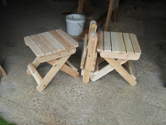 folding  cedar stools in Patio & Garden Furniture in Saint John