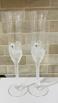 Vintage Crystal Champagne Flute Set
