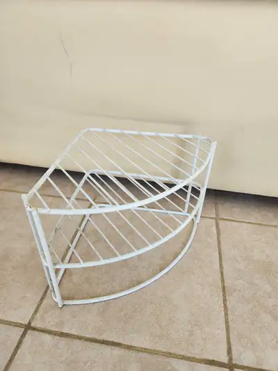 3 tiers White Corner Wire plate Rack Storage Organiser , View more