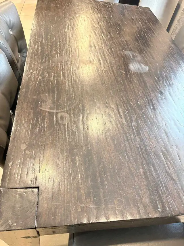 Dining Table Set – Brown Wood Table & 6 Gray Leather Chairs in Dining Tables & Sets in Markham / York Region - Image 7