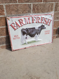 Farm fresh milk. Tin Sign For Home Wall Decor - Farm House Sign