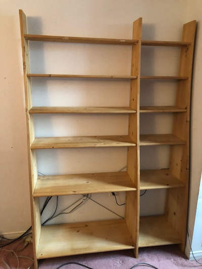 50" W x 75" H x 15" - 6" D IKEA 5-shelves Curved Pine Wood Shelf, View more