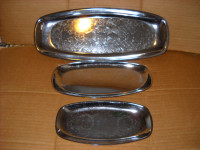 CHROME PLATE STEEL SERVING PLATES SET OF 3