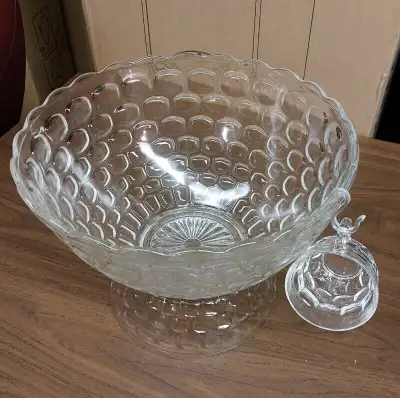 Punch bowl Jubilee set Federal Glass Company Punch bowl smaller bowl stand 12 cups & hooks Excellent...