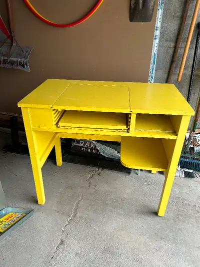 Yellow wood desk