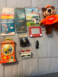 Various vintage toys and books