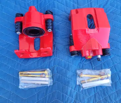 Pair of NEW Power Stop S4858 Rear Pair of High-Temp Red Powder Coated Calipers. Fit 2004 to 2011 For...