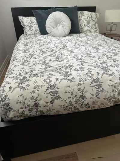 Queen Bed Frame with Storage + Hybrid Mattress + Side Table, View more