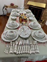 Vintage 1960s Wawel dinner set for 8 & a silver plated cutlery s