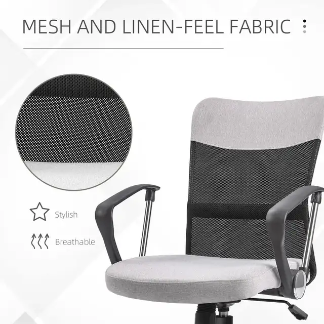 Mid Back Office Chair, Linen Adjustable Office Chair with Lumbar in Chairs & Recliners in Markham / York Region - Image 8