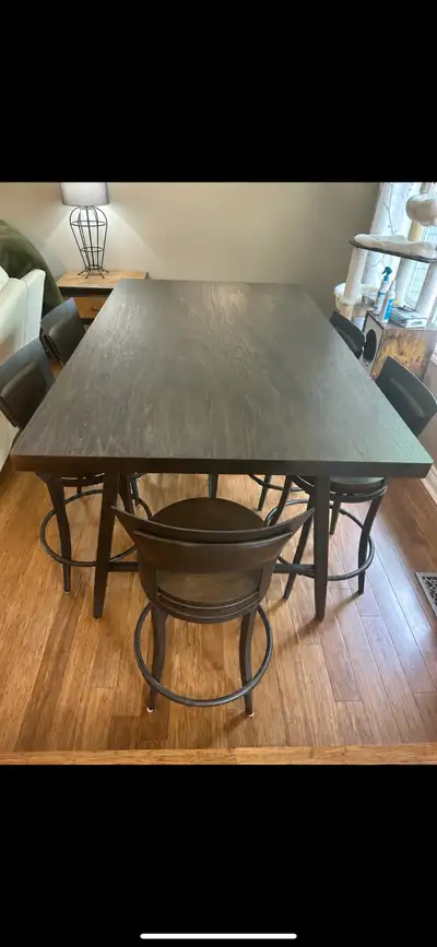 Rustic Dining Set - Wood Table & 6 Swivel Chairs, View more