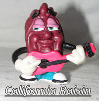 California Raisin red guitar figurine, Applause 1988 pink eyelid