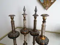 Georgian candle holders TELESCOPING Channel Islands x4 SIGNED
