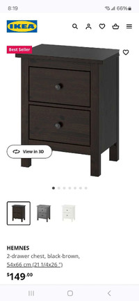 Ikea Hemnes 2 Drawer Dresser ♡ Black-brown