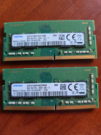 Two SAMSUNG 8GB DDR4 PC4-21300 2666MHZ Laptop Memory, View more