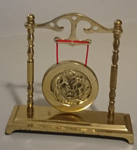 Vintage Mini Brass Oriental Phoenix Dragon Gong