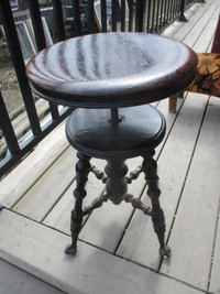 1920s CLAWFOOT GLASS BALL PIANO STOOL $40. PLANT STAND DECOR