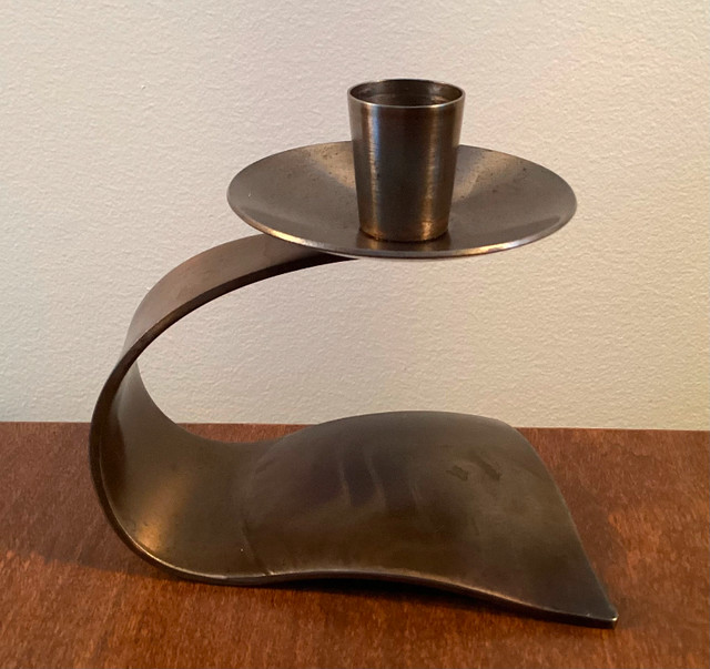 1970s "FERART ARTISAN" Sculptural Modernist Metal Candle Holder in Arts & Collectibles in West Island