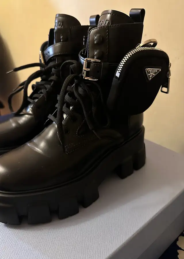 Prada women monolith leather and nylon boots US 7 in Women's - Shoes in Oakville / Halton Region - Image 5