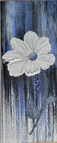 Textured blue flower on canvas
