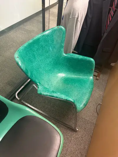 mid century winged fiberglass shell rocking chair green, View more