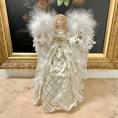 Large Christmas angel tabletop decoration, concealed cone base (could be tree topper for very large...