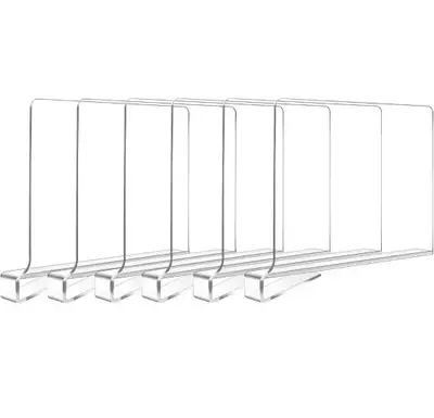 6PCS Clear Acrylic Shelf Dividers, Shelf Separator, Adjustable C, View more