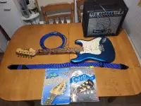 Kit guitare débutant: Guitare Redfox bleu + Ampli Groove Factory