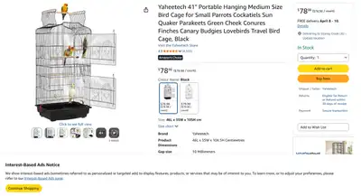 Bird Cage, BRAND NEW! ONLY $30, View more