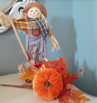 Fall decor - scarecrow pumpkin leaves - country farmhouse chic