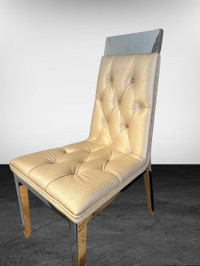 Crystal Beige Dining Chair with Metal Top