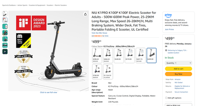 NIU K1 PRO Electric Scooter, View more