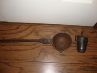 BLACKSMITH CAST IRON METAL LADLE AND STEEL CRUCIBLE WITH LID