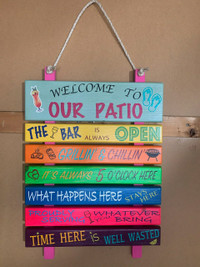 Patio Hanging Wooden Sign