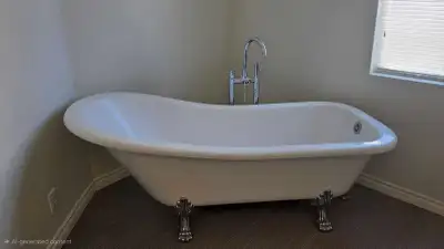 Standing bathtub and faucet, View more