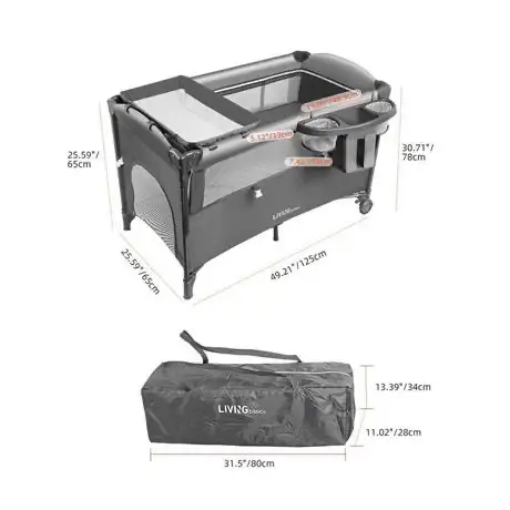 LIVINGbasics 3-in-1 Crib/ Playard/ Changing Table in Cribs in Mississauga / Peel Region - Image 2