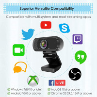 Webcam HD 1080p Web Camera, USB with Microphone