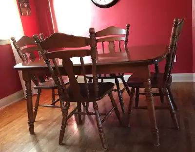Solid Wood Dining Table and 5 Chairs, View more