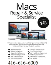 Mac Service and Repair - Macbook/Pro Liquid Damage RepairApple