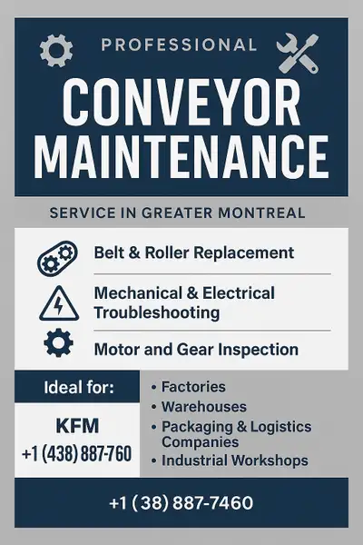 Do you have issues with your conveyor system? Belt slipping? Rollers jammed? Need urgent help? we of...