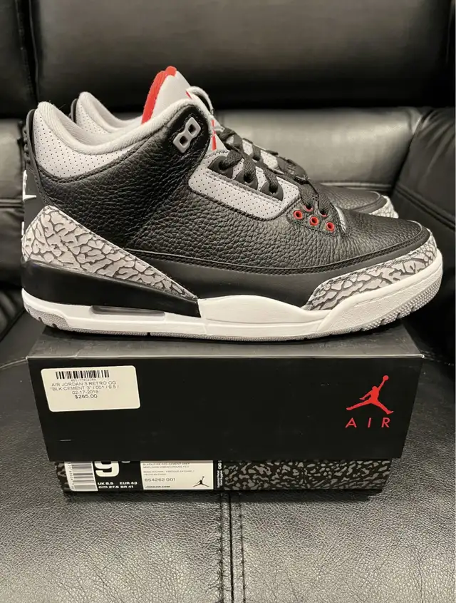Jordan 3 Retro Black Cement  in Men's Shoes in City of Toronto - Image 7